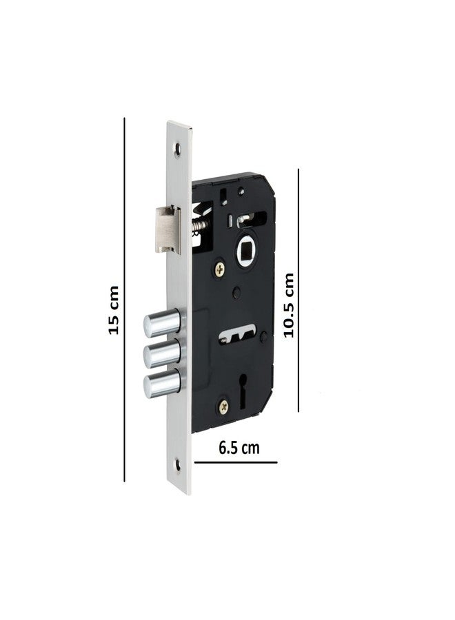 Kunal Heavy-Duty Door Lock Set - Main Door Handle Set/ 6-Lever Lock Mechanism with 2 Years of Warranty by Kunal/Mortise, 65x70mm SS Lock Body with 3 Keys (7” Silver/Black) - Image 4